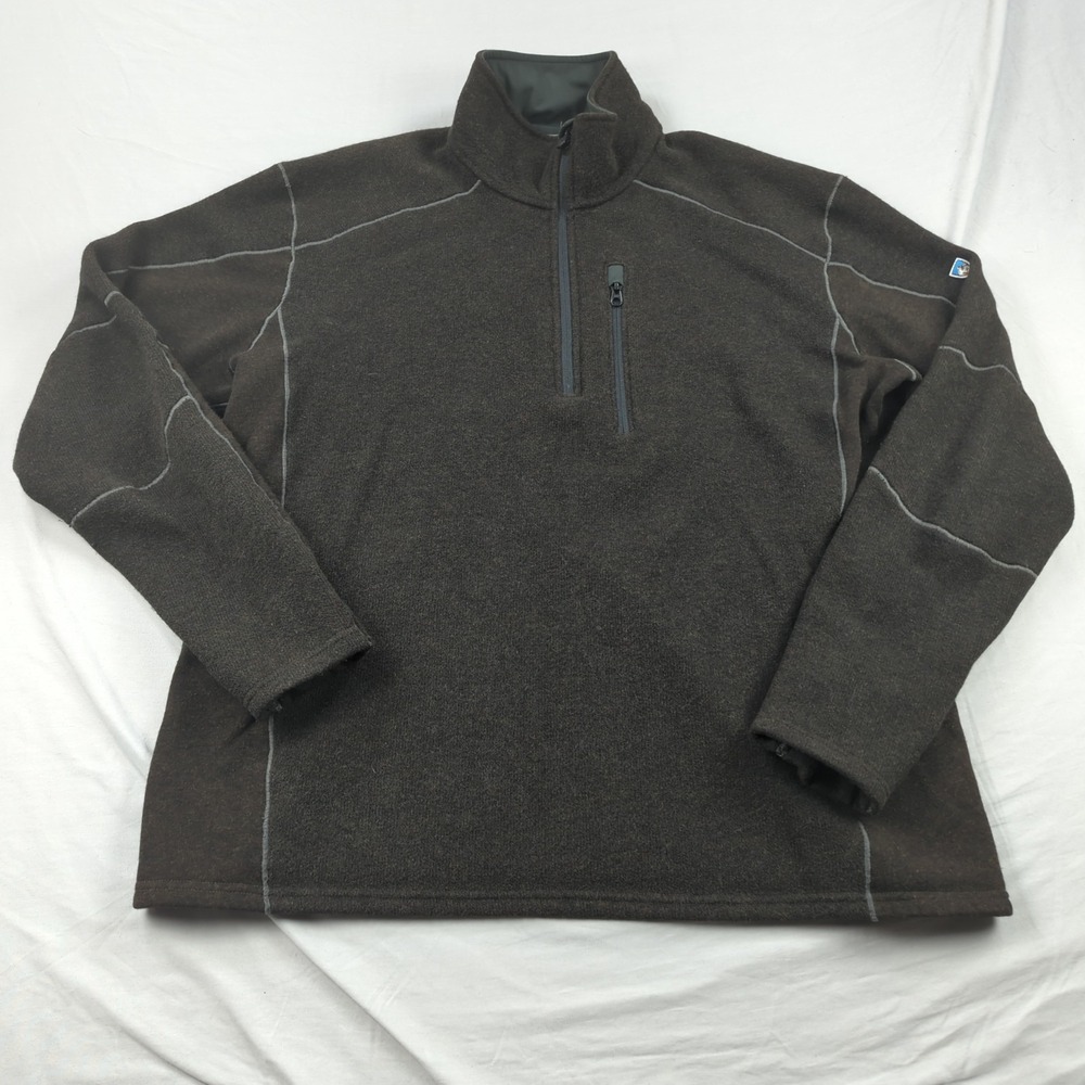 Kuhl Sweater Mens 2XL Brown Interceptr Fleece 1/4 Zip Outdoor Hiling Casual